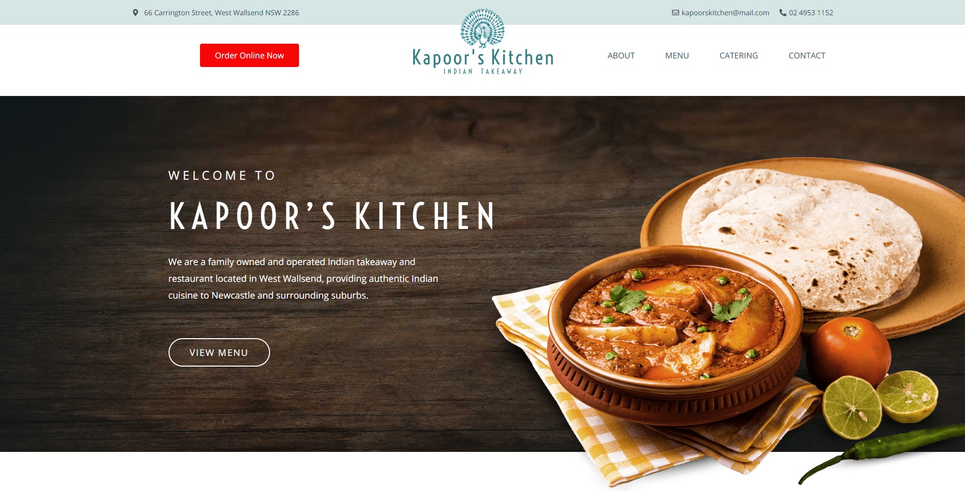 Kapoor's Kitchen Website Design & SEO Northern Rivers NSW - JezNorthWeb
