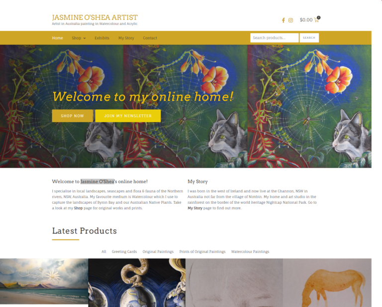 The homepage for Jasmine O'Shea Artist